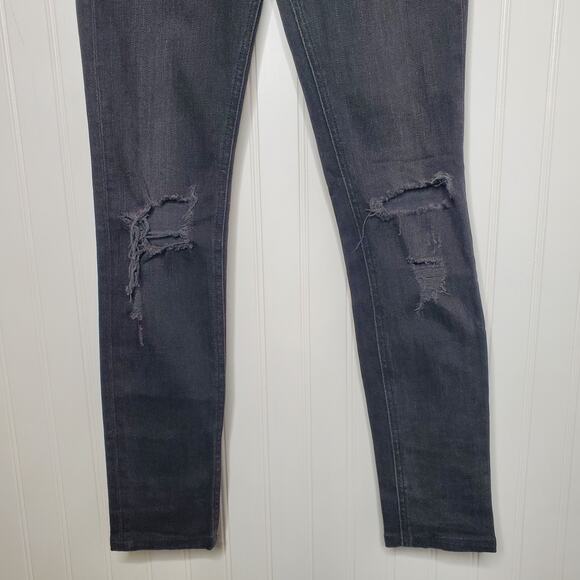 rag & bone Women's Soft Black Skinny Jeans Size 24 Rock w/ Holes Distressed Boho - Picture 4 of 10